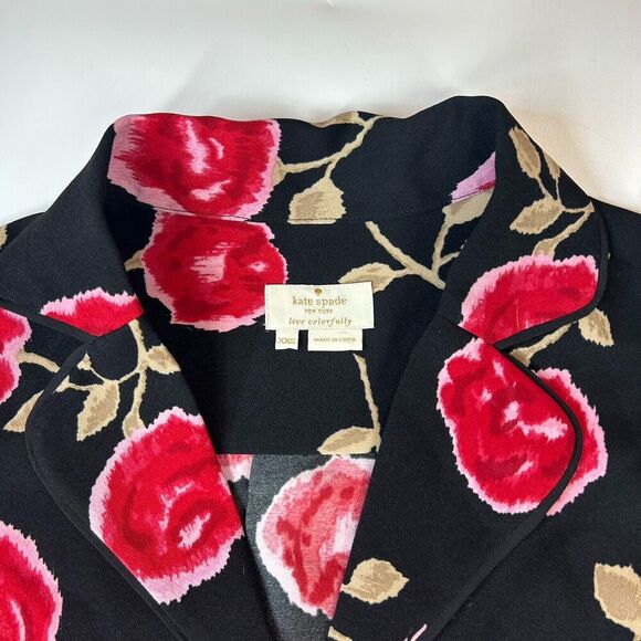 Kate Spade Top Women’s 2XS Button Down Floral Roses Hazy Crepe Blazer Career - Picture 4 of 8
